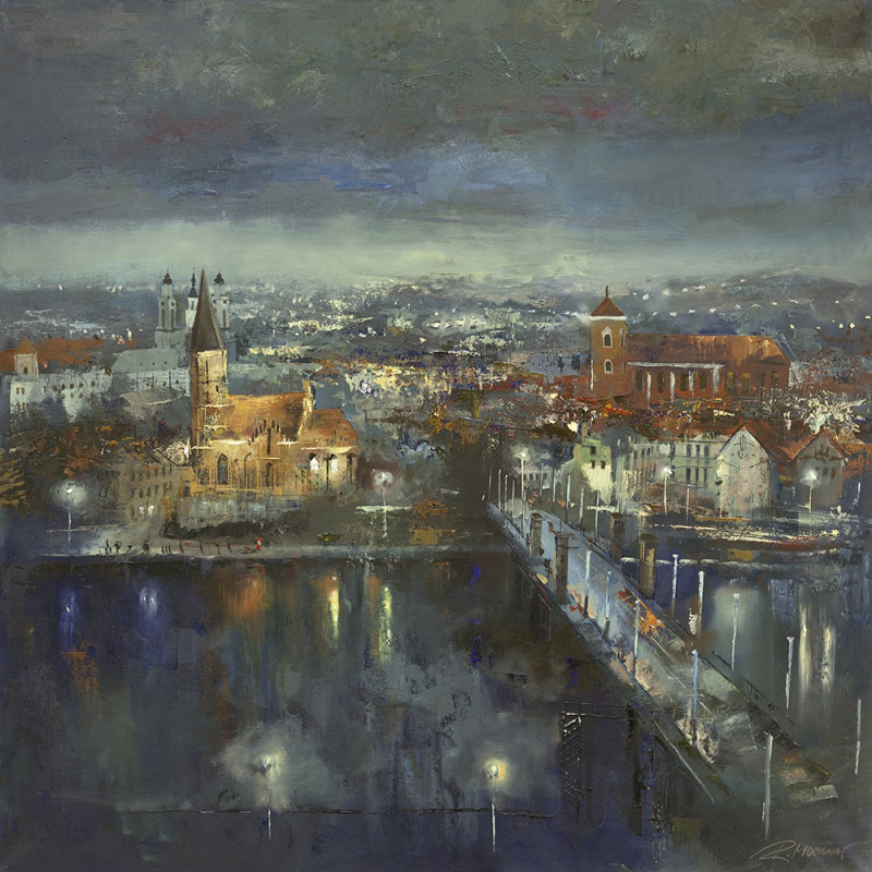 Night Kaunas giclee print by Rolandas Mociūnas