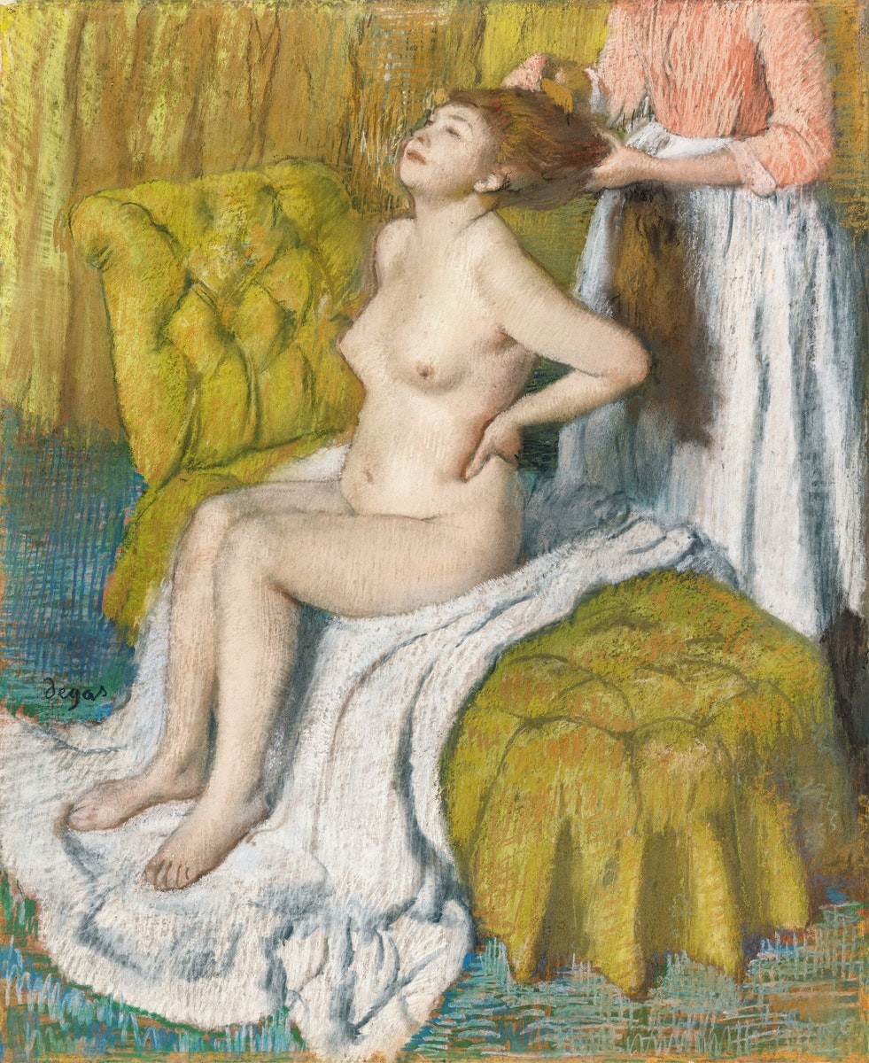 Artists Edgar Degas creation Nude lady with breast showing. Woman H...