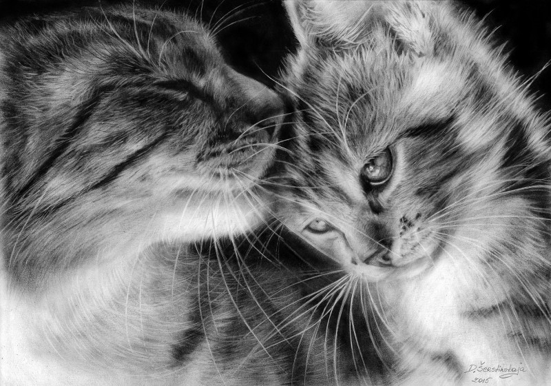 Danguolė Šerstinskaja reprodukcija Mom Cat And Her Kitten