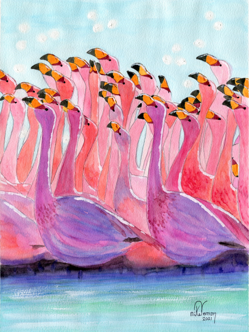 Mike Vernon reprodukcija Flamingos Promenade