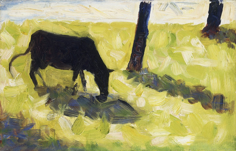 Georges Seurat reprodukcija Black Cow in a Meadow (1881)