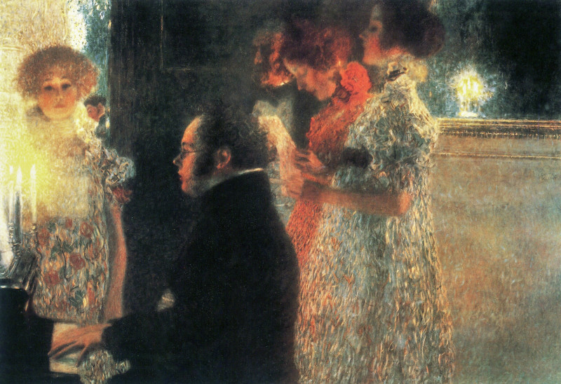 Gustav Klimt reprodukcija Schubert at the Piano II