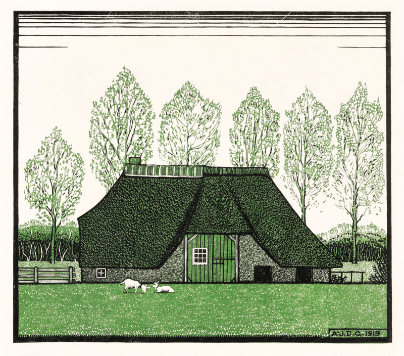 Farmhouse with thatched roof (1919) giclee print by Julie de Graag