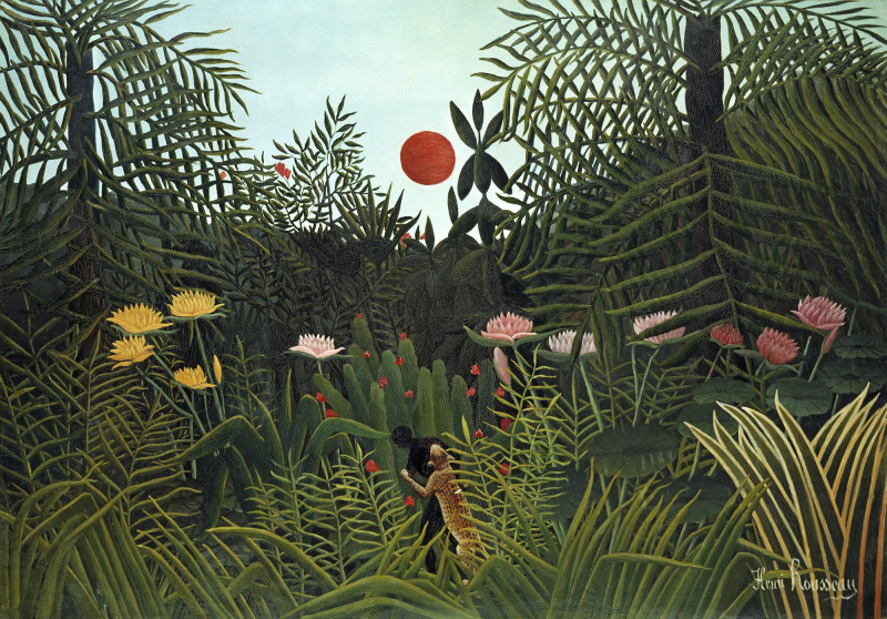 Henri Rousseau reprodukcija Virgin Forest with Sunset