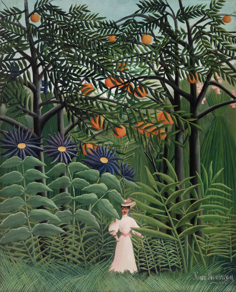 Henri Rousseau reprodukcija Woman Walking in an Exotic Forest (Femme se promenant dans une forêt exotique)