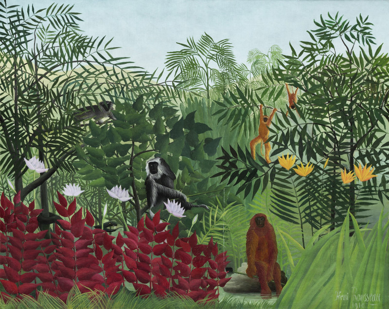 Henri Rousseau reprodukcija Tropical Forest with Monkeys
