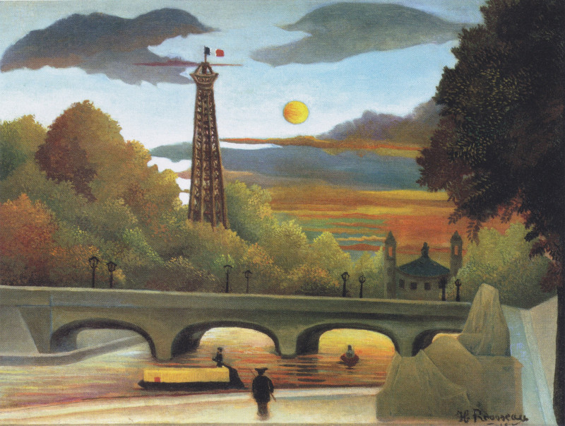 Seine and Eiffel-tower in the sunset giclee print by Henri Rousseau