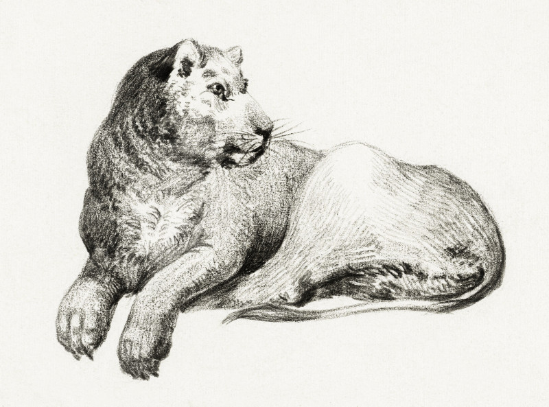 Jean Bernard reprodukcija Lying Lion (1775-1883)