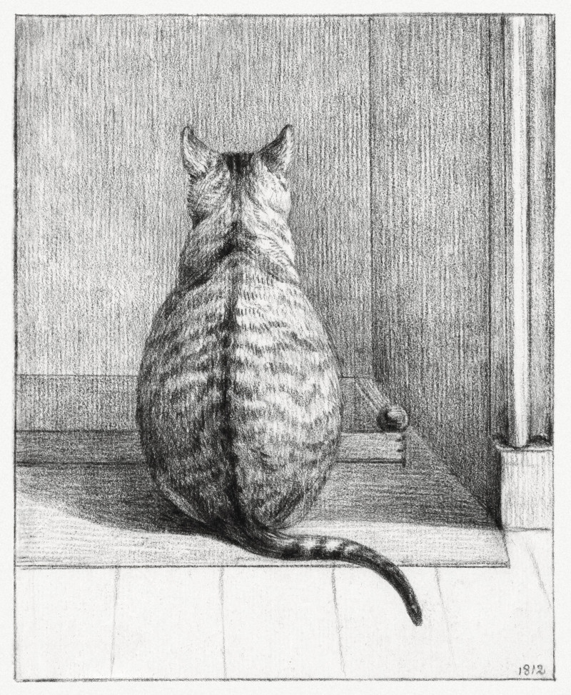 Jean Bernard reprodukcija Sitting Cat, From Behind (1812)